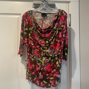 Cynthia Rowley Pink and Green Floral Blouse